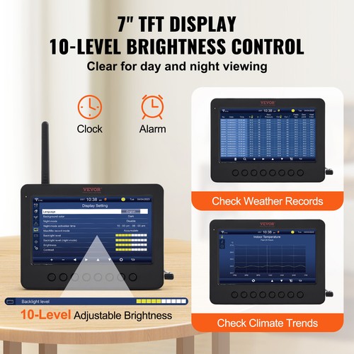 VEVOR 7-in-1 Wi-Fi Weather Station 177.8 mm TFT Display Wireless Outdoor Sensor - Picture 5 of 12
