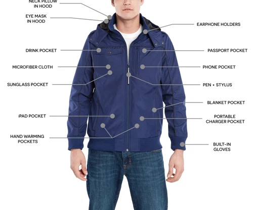 New BAUBAX Men's Blue Bomber Jacket- Choice of Size - product listing photo
