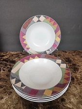 Set of 4 Studio Nova Palm Desert 8 1/4 Rimmed Soup Cereal Bowl Y2216 