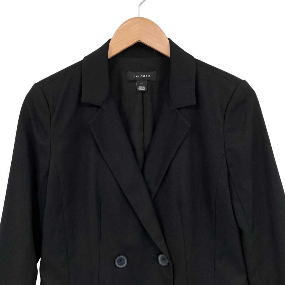 Chaqueta Blazer Halógena Mujer XS Negra Manga Larga Cuello Muesca Doble Pecho Foto 3 de 4