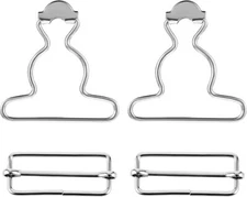 Lusofie 2 Pairs Metal Overall Buckles Suspender Clips Buckle with Rectangle B...