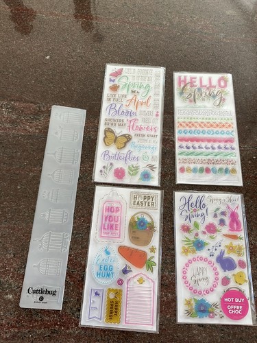 Cricut Cuttlebug Embossing Border Folder Caged Bird 2000269 + 4 Stamp Sets - Picture 4 of 5