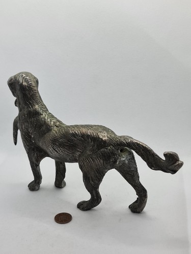 Vintage Solid Metal Hunting Dog With Pheasant Figurine Statue Setter Retriver - 第 10/13 張圖片