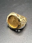 14k Yellow Gold Nugget 1/10oz $5 Dollar Liberty 1996 Coin Ring - Size 8-9 10.8 G