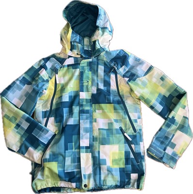 VTG OAKLEY Geometric Zip Button Snowboarding Ski Hood Jacket Men s S Regular Fit