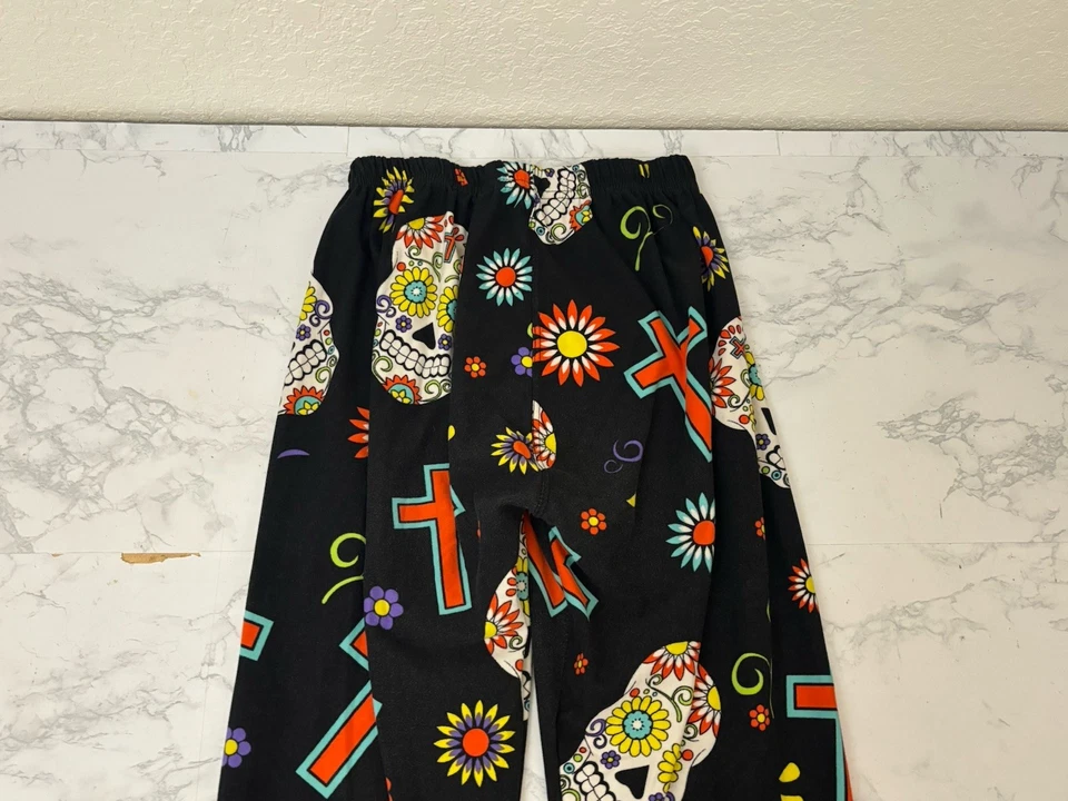 Leggings negros con calavera y cruces para mujer S/M cintura elástica pantalones B2 Foto 4 de 4