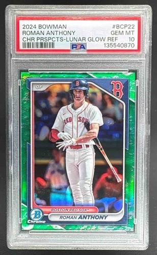 0870 Roman Anthony 2024 Bowman Lunar Glow Refractor Chrome Prospects PSA 10