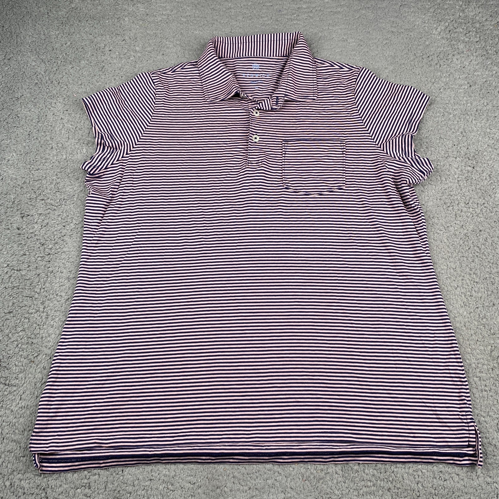Renwick Womens XL Pink Striped Pima Cotton Polo Shirt with Pocket-image