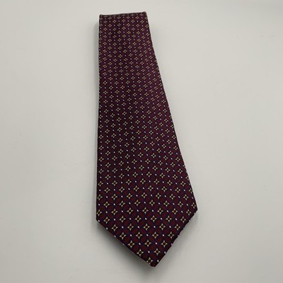 Robert Talbott Mens Best Of Class Geometric Pattern Burgundy Blue Gold Silk Tie