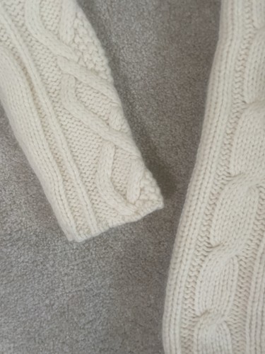 Eddie Bauer Merino Wool Turtleneck Sweater Womens M Cable Knit Ivory Fisherman - Picture 4 of 9