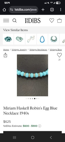 Early Miriam Haskell? Blue Turquoise Glass Beads Bracelet Unsigned 7.5" - Picture 22 of 24