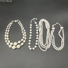 Vintage Hobe White Milk Glass and Faceted Bead Jewelry Lot of 4 Necklaces