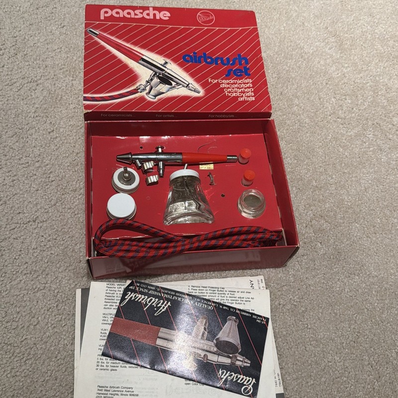 Vintage Paasche Airbrush Set VL-SET Air Brush Set Made In USA