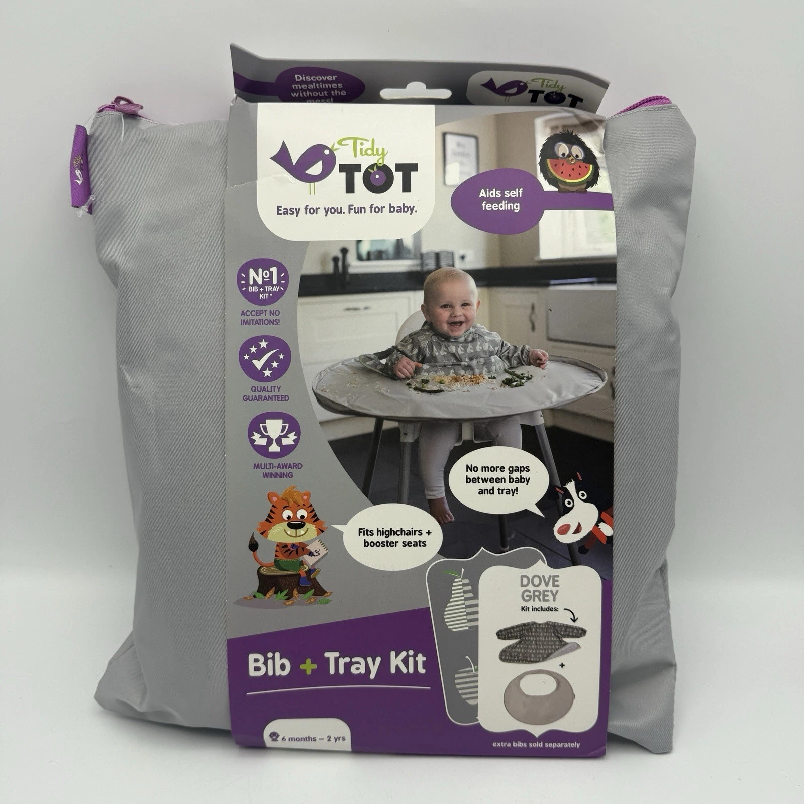 Tidy Tot Weaning Bib & Tray Kit Weaning Set Attaches to Highchair for Mess
Opens in a new window or