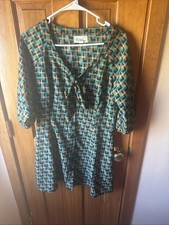 Forever 21 Green/ Brown Button up Dress Size Medium