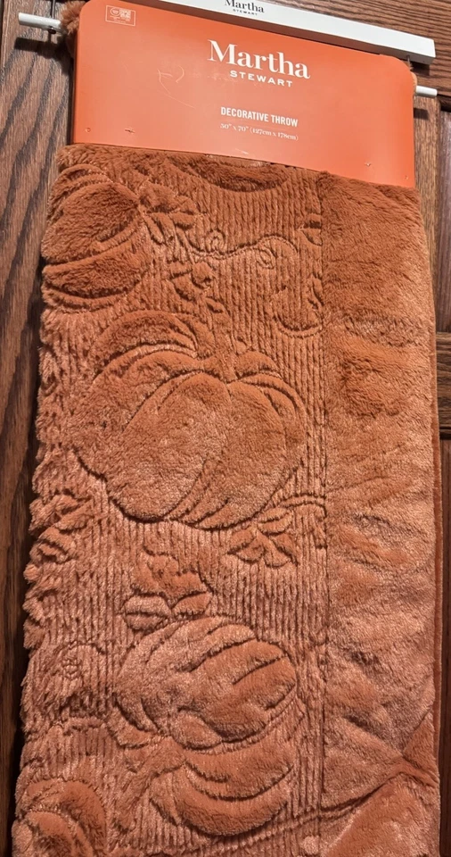 Manta Decorativa Martha Calabazas Naranja Quemado Otoño 50" x 70" Nueva Foto 2 de 4