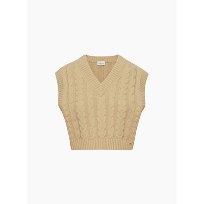 Aritzia Sunday Best Winston Merino Wool Cable Knit V-Neck Sweater Vest Small