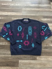 Vintage 90s Le Tigre Tribal Print Sweater Made In USA Sz 2X