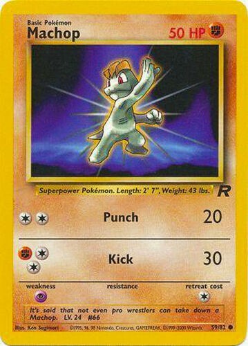 Machop 59/82 Team Rocket Vintage 2000 Pokemon Card - NM