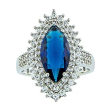The Skyline Collection Blue Sapphire Marquise Statement Ring Size 9