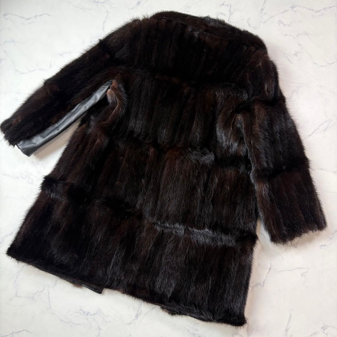 Demi Buff Mink and Cowhide Combination Coat Unisex Open Front From Japan image 2