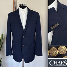 Chaps Ralph Lauren Two Button Blue Blazer Poly Blend Sport Coat Jacket Size 42L