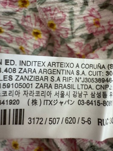 New Zara Kids Girl Multicolor Floral Print Smocked Dress Size 5 6 Years Y1112 - Picture 18 of 20