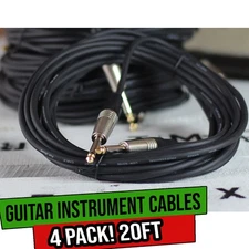 Guitar Cord Instrument Cable 4 Wires 1/4 Jack Electric Bass Music Straight Patch