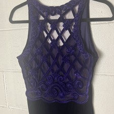 Vintage Jessica McClintock For Gunne Sax Deep Purple Velvet Dress Size 7/8