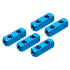 5 Pcs 2 Way 5 Port PT 1/4" Air Hose Inline Manifold Block Splitter, Blue