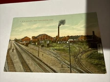 C.B.&Q. Railroad Shops West Burlington Iowa Postcard Unposted