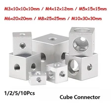 Aluminium Cube Connector Fixing Bracket Square Spacer Standoff M3 M4 M5 M6 8 M10