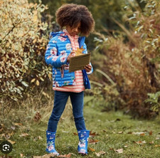 Joules Kinnaird Spring Floral Zip Up Hooded Puffer Jacket Size 7Y