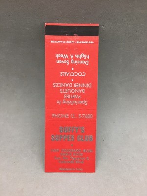 Vintage Matchbook Cover Duffy's Supper Club Eagle Rock CO Dancing Cocktails