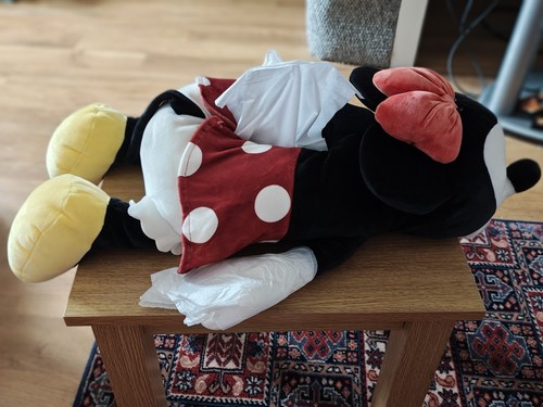 Cubierta de caja de pañuelos de felpa japonesa Disney Sleeping Minnie Mouse con etiquetas - Imagen 5 de 5