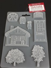 NEW Stamperia Texture Impression Modeling  Mould 8.5x6 5666 House Door Tree