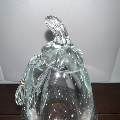 Kunstglas klare BIRNE angewandtes Blatt & Stiel kontrollierte Blasen Briefbeschwerer - Bild 3 von 5