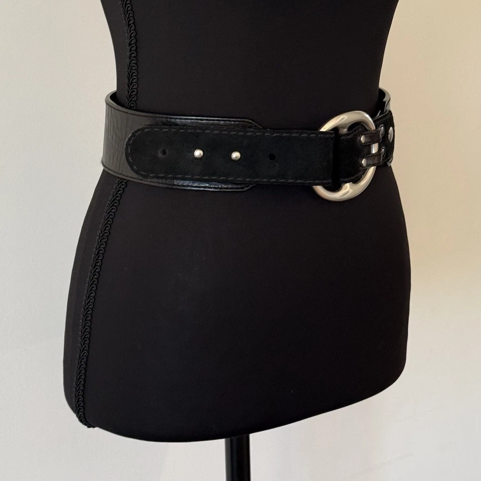 Cinturón de gamuza de cuero Fossil para mujer XS negro Boho CottageCore Western Whimsigoth Foto 3 de 4