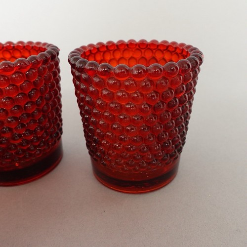 6 Vintage Ruby Red Hobnail Glass Votive Candle Holder Patented July 11, 1939 Lot - Picture 13 of 18