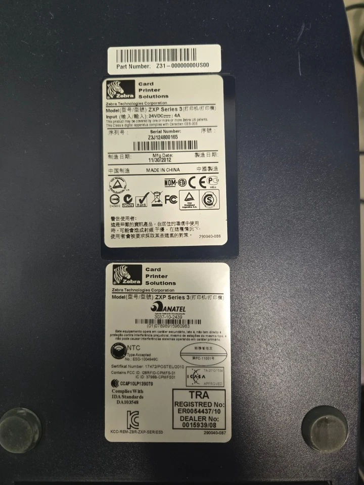 BUNDLE Zebra ZXP Series 3 Color Single-Sided ID Card Badge Printer USB - Image 4 of 4