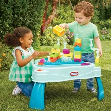 Little Tikes Build Splash Deluxe Water Table 50+ Accessories Block Set Funnels