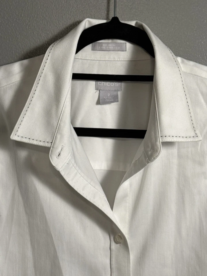 Blusa Chicos Blanca Negra Costura Manga Larga SIN HIERRO CHIC ELÁSTICA Talla 2 Foto 3 de 4