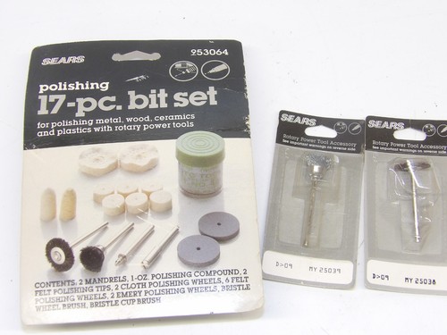 Sears Polishing bit set for rotary power tool (16 out of 17), plus 2 extra, NOS