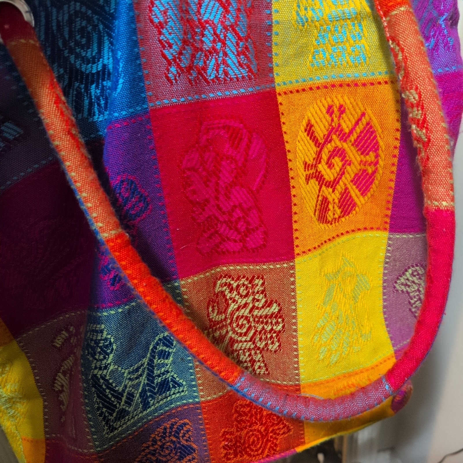 Brightly colored patchwork embroidery Mexican Pur… - image 6