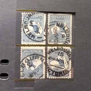 Stamps Australia 2.5d Kangaroo w/Counter Numbers X 4 G/Fine Used Free Post