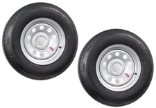 2-Pk Radial Trailer Tire Rim ST205/75R14 205/75-14 LRC 5 Lug Silver Modular