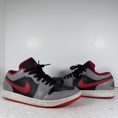 Size 8 Nike Air Jordan 1 Low Black Light Smoke Grey Gym Red 553558-060 Nike Air Jordan 1 Low Black Light Smoke Grey Gym Red 553558  main image 3