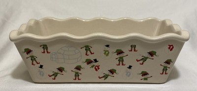 Hallmark Stoneware Winter Theme Ruffle Bread Loaf Pan M Bastin Retired VINTAGE