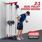 Wall Mounted Cable Trainer, 20-Position Dual Adjustable Pulley System, 400 lbs