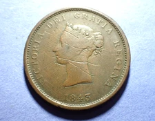 1843 New Brunswick One Penny Token  VG details